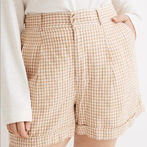 NWOT Madewell Linen Pleated Shorts in Gingham Check 4
